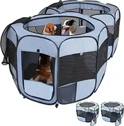2-in-1 XLarge Cat Playpen, Detachable into 2 Separate Playpens with Additional 2 Doors, with Pee Pads, Portable Dog Playpen Cat Tent Enclosure for Kitten and Puppy Indoor Outdoor Use(L, 90"x45"x28"H)