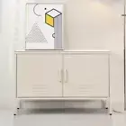 Cold Rolled Steel Buffet Sideboard Kitchen Metal Storage Hallway Cabinet White