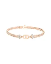 Meshmerise 0.10 ct. tw. Diamond 18K Rose Gold Over Silver Bangle Bracelet