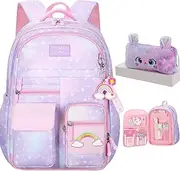 [kistou] Girls Backpack, School Backpacks Rainbow Student Backpa,Kawaii Kids Backpack,Book Bag for Elementary Primary School