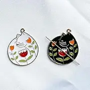Needle Minder Sleeping Flower Cat for Cross Stitch, Magnetic Pin Holder for Embroidery Needlework