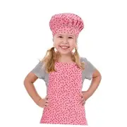 Kids Apron and Chef Hat Set, Adjustable Cotton Child Aprons with 2 Pockets