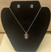 AVON Vintage 1990 Frosted Sparkle Pendant Necklace Earring SET-NEW
