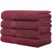 LINENOVA 4PCS Soft Cotton Bath Towel Set 68x137cm - Burgundy