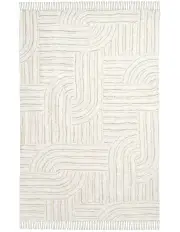 [Miss Amara] Etta Geometric Washable Rug in Ivory