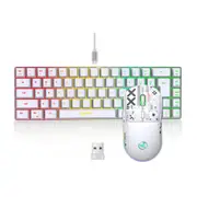 Mini Gaming Keyboard and Mouse Combo Wired K68 RGB Streamer Mini Gaming Keyboard Membrane Keyboard-White
