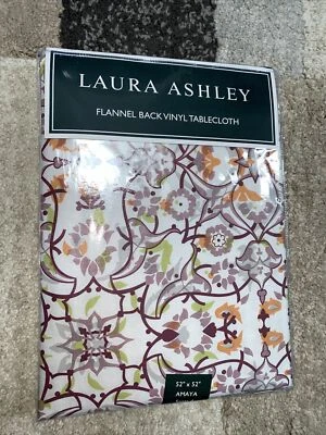Laura Ashley Vinyl - Flannel Back Tablecloth 52" x 52" (Rectangle) NEW Amaya