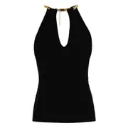 [Elisabetta Franchi] Elisabetta Franchi Chain-detail Halterneck Top 44 IT BLACK