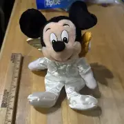 Angel Mickey Bean Bag Plush White Tux Gold Wings 10.5 in Walt Disney World