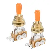 3 Way Short Straight Guitar Toggle Switch Gold with Orange Tip Knob Cap 2 Pcs