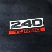 1 Set Black 240 TURBO Matte Red Metal Badge Emblem Decal Sticker Power 3D Motors (for: Peugeot)