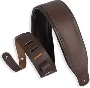 Levy's Leathers Top Grain Leather Guitar Strap 3" Wide Dark Brown | Dark Brown