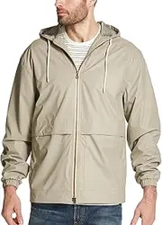 [Weatherproof Vintage] Mens Lightweight Waterproof Coated Hooded Rain Jacket- Light Windbreaker Raincoat for Men- Rain Slicker