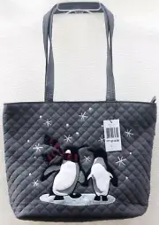 Vera Bradley Small Vera Tote in Penguin Pair - Embroidered. NWT