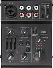 Daseeme 5-Channel Compact Audio Mixer Sound Mixing Console USB Audio Interface 2-Band EQ Built-in Echoing Effect for DJ Recording Live Broadcast