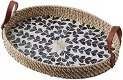 Fruit and Produce Storage Basket Cream Style Shell Fruit Plate Dessert Basket Handmade Rattan Western Food Fruit Bowl Storage Tray Storage Tray Suitable for Kitchen Counters(B)