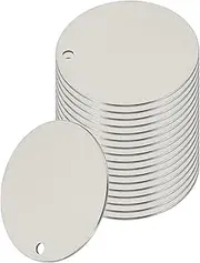 uxcell 18 Pcs Metal Stamping Blanks, 40mm Round Name Tags Stainless Steel Circle Blanks Label Flat Plate Disc with Hole for Laser Engraving Stamping Dog Tags Keychain Making, Silver Tone