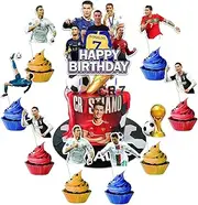 25pcs Soccer Themed Birthday Party Supplies - Cupcake Toppers, Decorations, Cake Topper for Boys