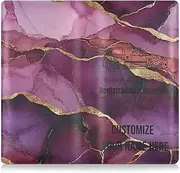 Custom Pu Leather Auto Registration Insurance & ID Card Holder Personalized Men Women Auto Truck Comparment Accessories Case for Essential Document, Driver License, Cards Marble Purple Burgundy
