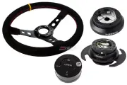 NRG 350 3" Deep Steering Wheel Suede Yellow 120H Hub Gen3 Black Release Lock LB