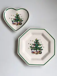 在飛比找Yahoo!奇摩拍賣優惠-日本中古 日光Nikko 聖誕樹 陶瓷八角餐盤