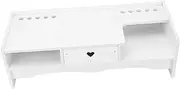 QUMIIRITY 1pc Monitor Raised Rack with Drawer Computer Elevated Shelf for Desk Storage Stylish Organizer for Tablets and Monitors Durable Material for Use