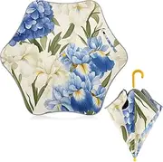 [ODAWA] Blue Hydrangea White Iris Flowers Kids Umbrella J Handle Children's Rain Umbrella