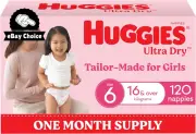 Ultra Dry Nappies Girls Size 6 120 Count 16kg+ One Month Supply