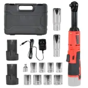 Cordless Electric Ratchet Wrench Set 12V Variable Speed w/Sockets 2 Batteries