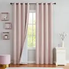 Pink Full Blackout Curtain Panel Noise Reducing Thermal Weave Window Treatmen...