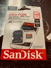 SanDisk 128 GB Ultra PLUS microSDXC UHS-I Card with Adapter 150 MB/s NEW