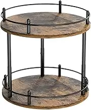 Fenteer Wood Turntable Condiments Organizer 2 Tier Rotating Versatile Decorative Tray Lazy Turntable for Kitchen Countertop, Round