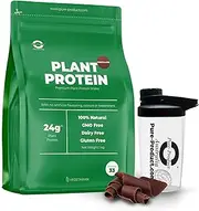 Pure Product Australia Vegan Pea and Rice Protein Isolate Powder - 24g Plant Protein per Serve - Chocolate 3kg + Glass shaker