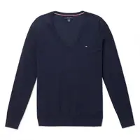 在飛比找momo購物網優惠-【Tommy Hilfiger】TOMMY 經典V領刺繡Lo