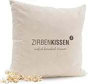 Zirben Familie - Known from Specialist Trade and The Hotel Industry. Natural Decorative Cushion 40 x 40 cm. Decorative Cushion Filled with Natural Pine Flakes - Lettering with Simply Heavenly Dreams