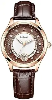[carlien] Women’s Automatic Analog Watch Hollow Dial Self-Winding Luxury Fashion Brown Leather Band Waterproof Crystal Markers Date Calender Luminous Stainless Steel Clasp, Brown, Luxury, Fashion,