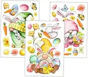 Mobestech 3 Sheets Easter Window Stickers of Creative Gnome Static Clings for Home Decor Removable Decals for Doors and Windows Fun Easter Decorations
