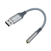 DCHAV USB to 3.5mm Audio Adapter Microphone Headphone Jack External Sound Grey