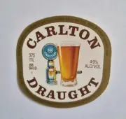 Carlton Draught CUB 375ml Brand New Original Unused Beer Bottle Paper Label - A7
