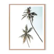 2 Palms Framed Printed Wall Art - Timber