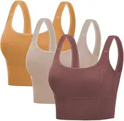 [Ztexkee] 3Pcs Girls Training Bras Padded Sports Bra Crop Cami Tank Top Underwear Workouts Yoga Bra for Teens Grils