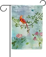 My Daily Vintage Bird Butterfly Flowers Leaves Watercolor Double Sided House Flag 28x40 inch Decorative Yard Flag for Outdoor