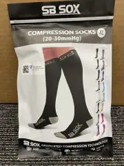 SB SOX Compression Socks 20-30mmHg for Men & Women Black XL, NIP