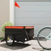 Bike Trailer Black and Orange 45 kg Iron,Bicycle Trailers 9.2KG-94089