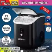 Devanti Portable Ice Maker Machine Nuggets Ice Cube 15kg Bar Countertop Black