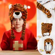Funny Plush Tiger Hat Ear Moving Hat Cute Unisex Animal Ear Hat With Paws For