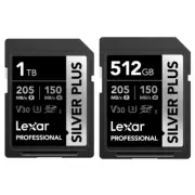 Lexar Professional Silver Plus 512GB 1TB UHS-I Class 10 U3 V30 SDHC SDXC SD Card