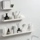 Wall Mount Bathroom Shelf White Shampoo Holder Durable Storage Rack Bedroom