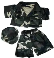 Army Green Outfit with Hat for Stuffed Toys, Fits 6-10 Inch Bears