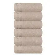 Ultra Soft Cotton 6 -Piece Hand Towel Set 16x24 Hand Towel - Set of 6 Tan